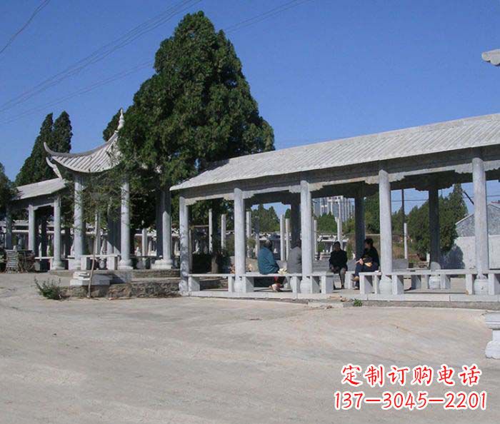 湖南园林景观仿古石雕长廊凉亭 (2)