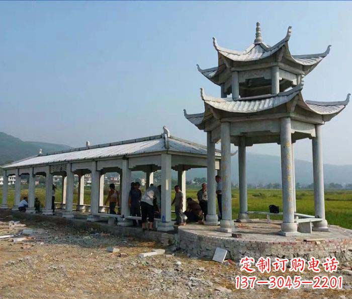 湖南园林景观仿古石雕长廊凉亭