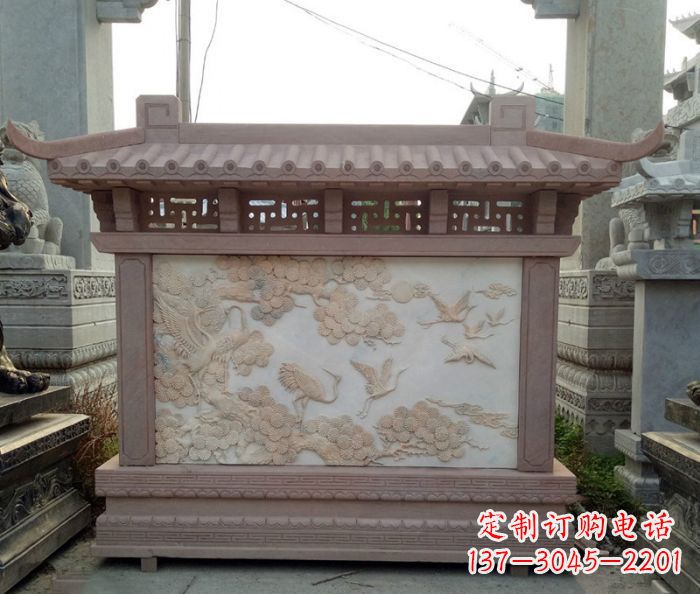 湖南园林景观松鹤石浮雕影壁