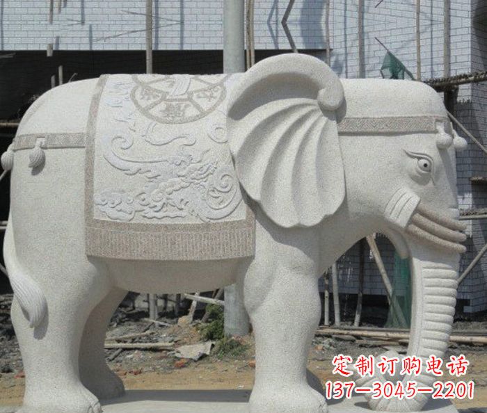 湖南园林景观驮宝大象石雕 (2)