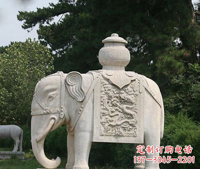 湖南园林景观驮宝大象石雕