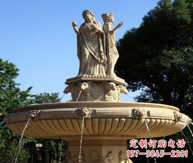 湖南园林景观西方人物喷泉石雕