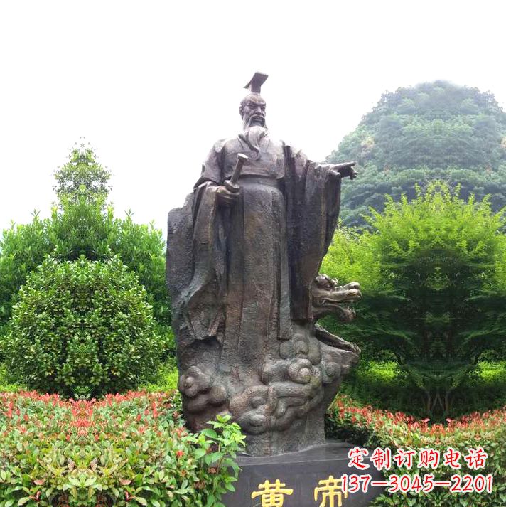 湖南园林景区纯铜黄帝铸铜雕像