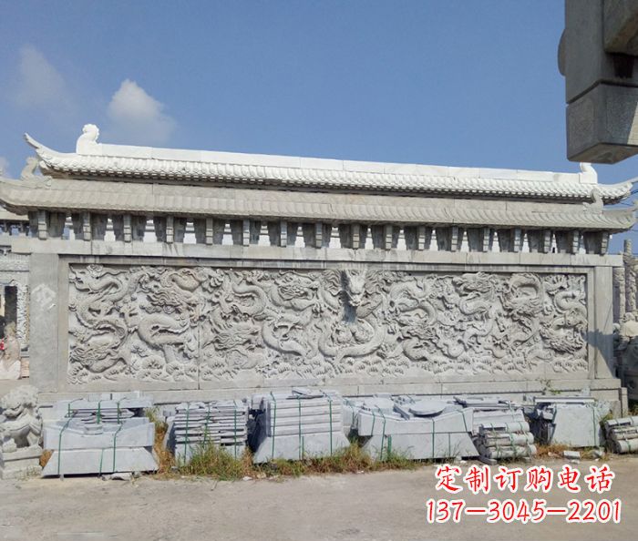 湖南园林九龙壁石雕影壁 (3)