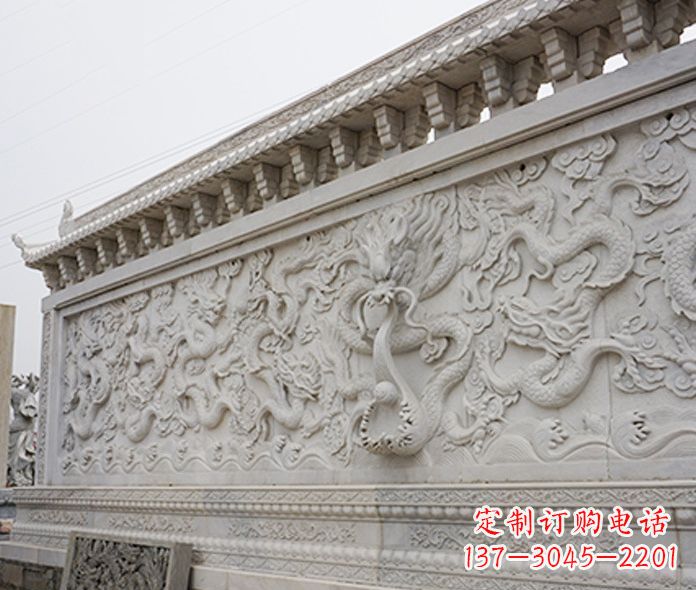 湖南园林九龙壁石雕影壁 (5)