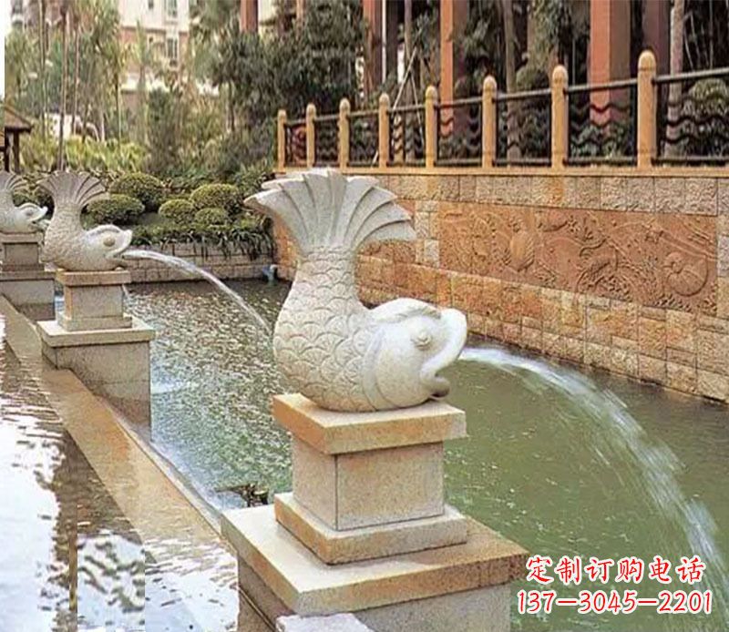 湖南园林鲤鱼喷泉景观石雕