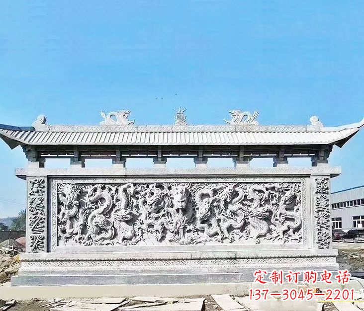 湖南园林龙浮雕影壁墙景观石雕
