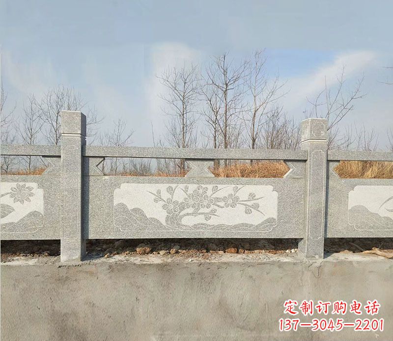 湖南园林梅花石浮雕栏板景观石雕