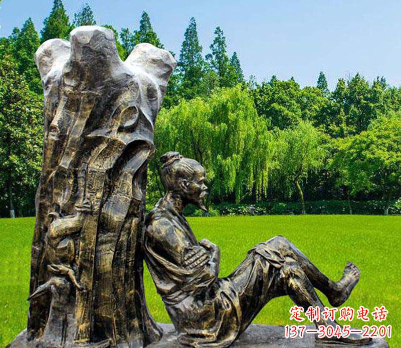 湖南园林守株待兔典故人物铜雕