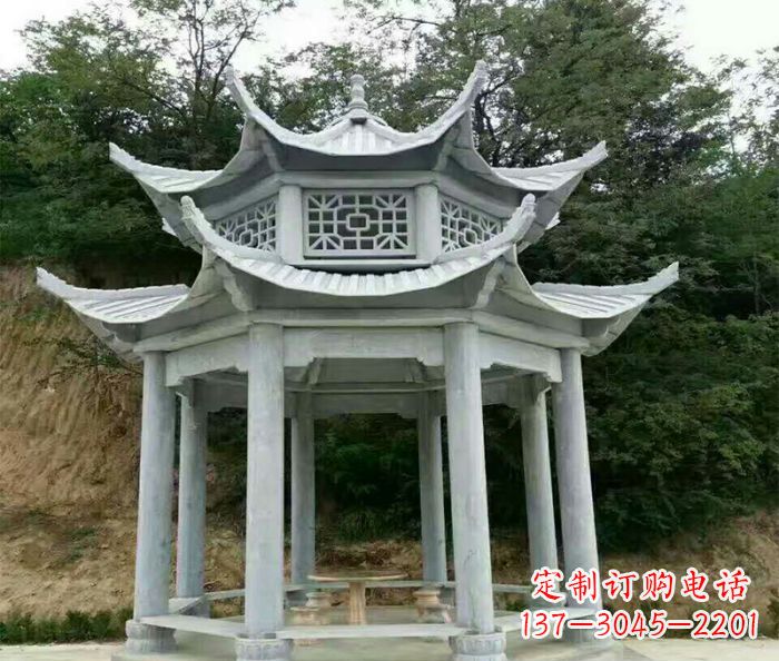 湖南园林双层凉亭石雕 (2)