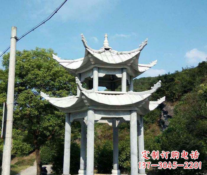 湖南园林双层凉亭石雕