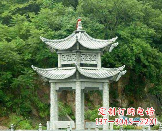 湖南园林双层六角石凉亭景观石雕