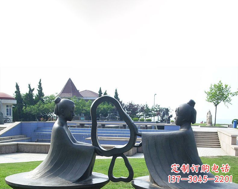 湖南园林铸铜孔融让梨雕塑