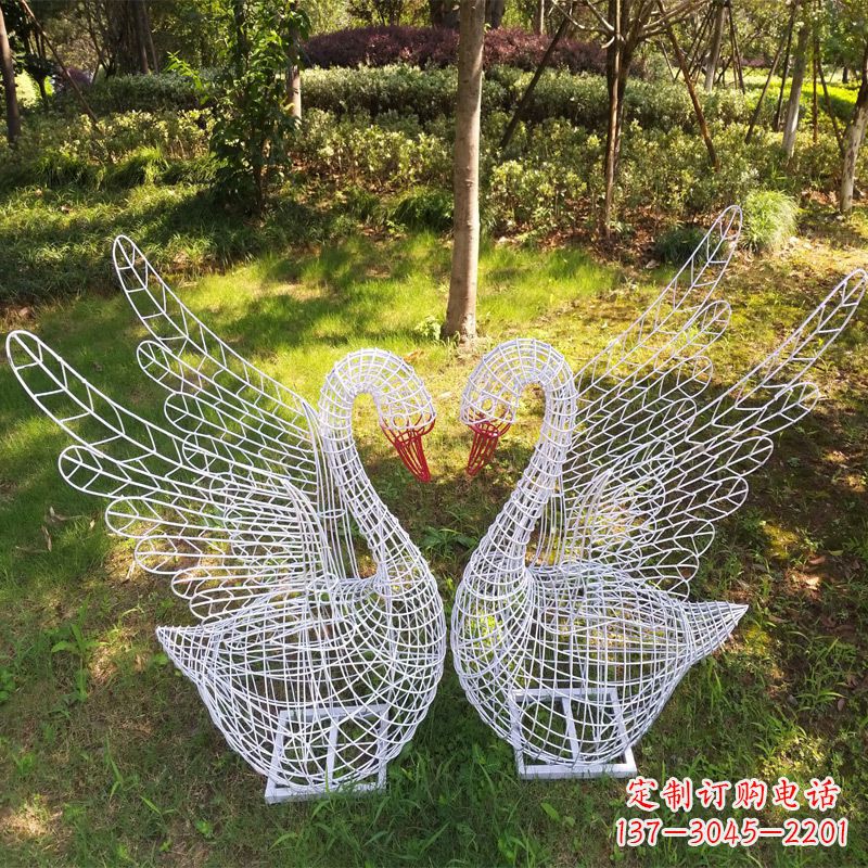 湖南展翅天鹅公园绿地铁艺动物摆件