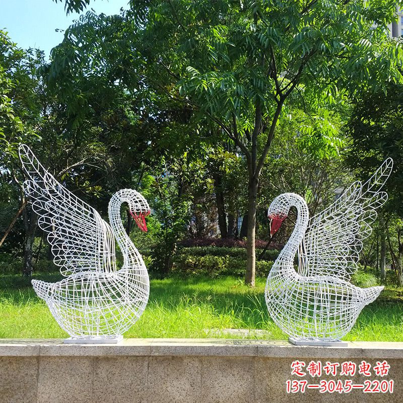 湖南展翅天鹅网格雕塑-上色款