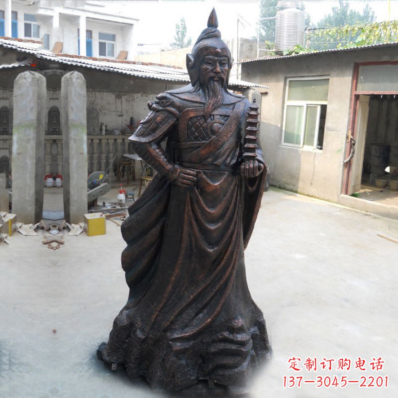 湖南战神托塔天王李靖铸铜雕塑