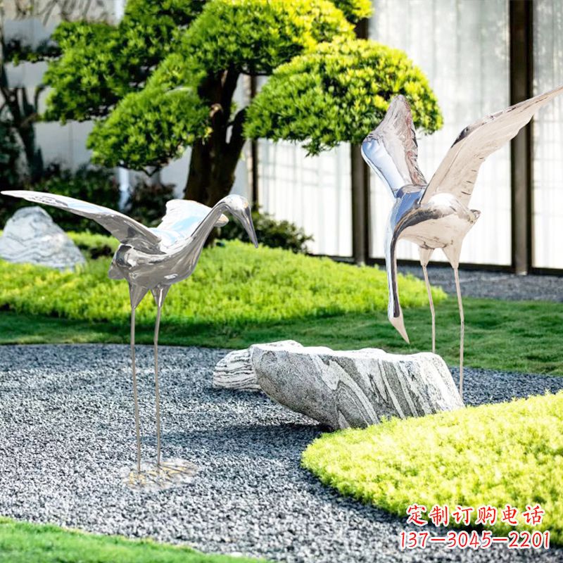 湖南长春不锈钢动物鹤雕塑