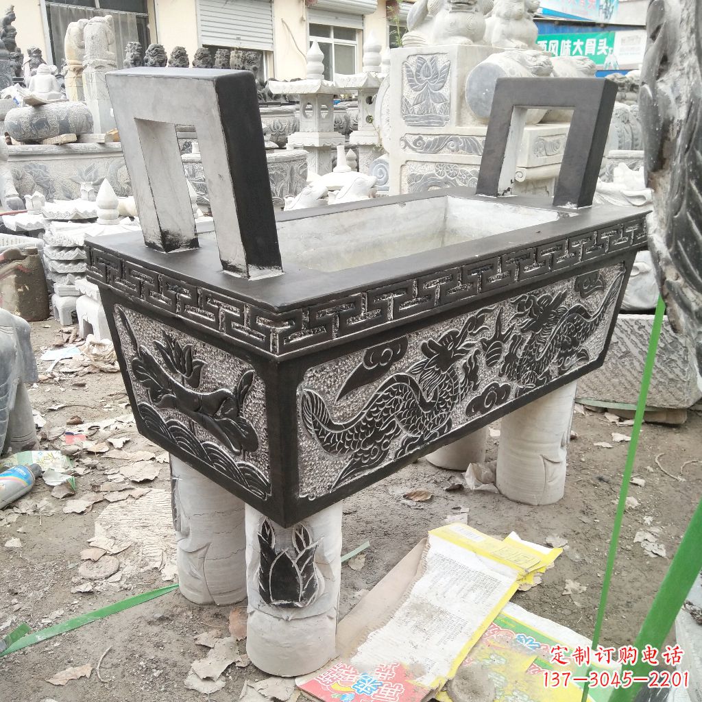 湖南长方形石雕香炉