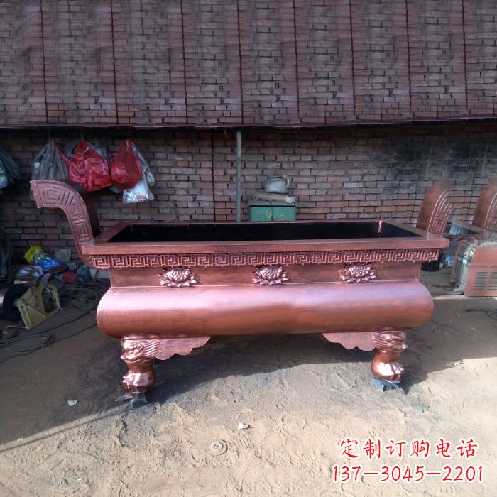 湖南长方形铜香炉