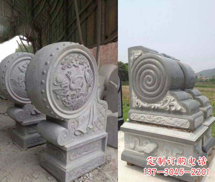 湖南招财抱鼓石大理石门墩