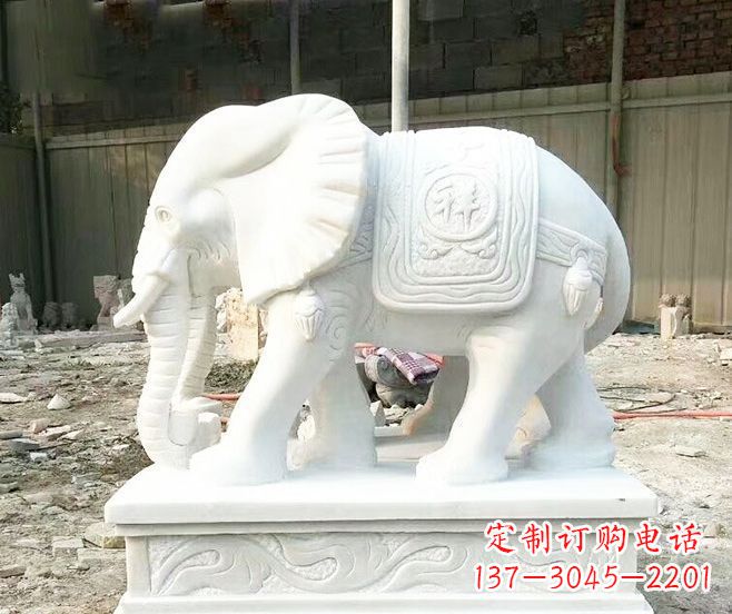 湖南招财动物汉白玉大象石雕 (3)