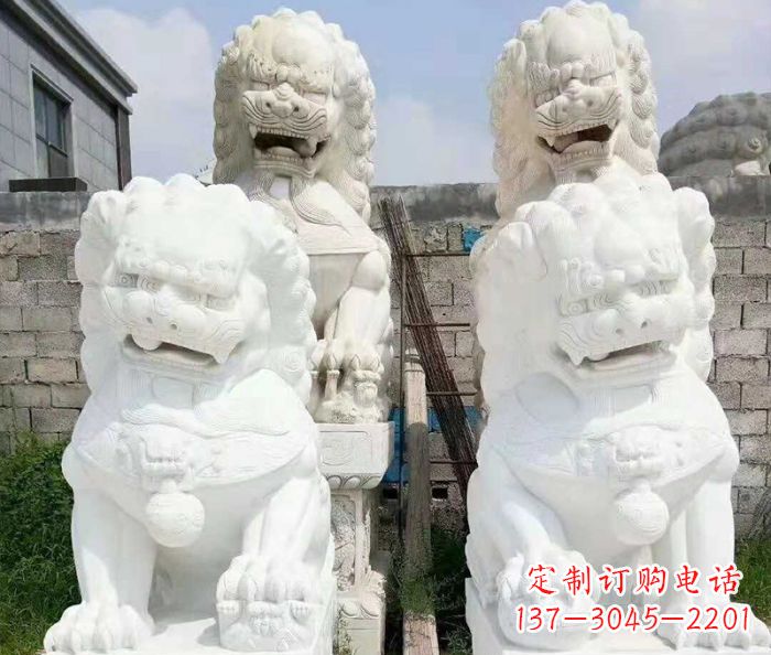 湖南招财动物汉白玉狮子石雕