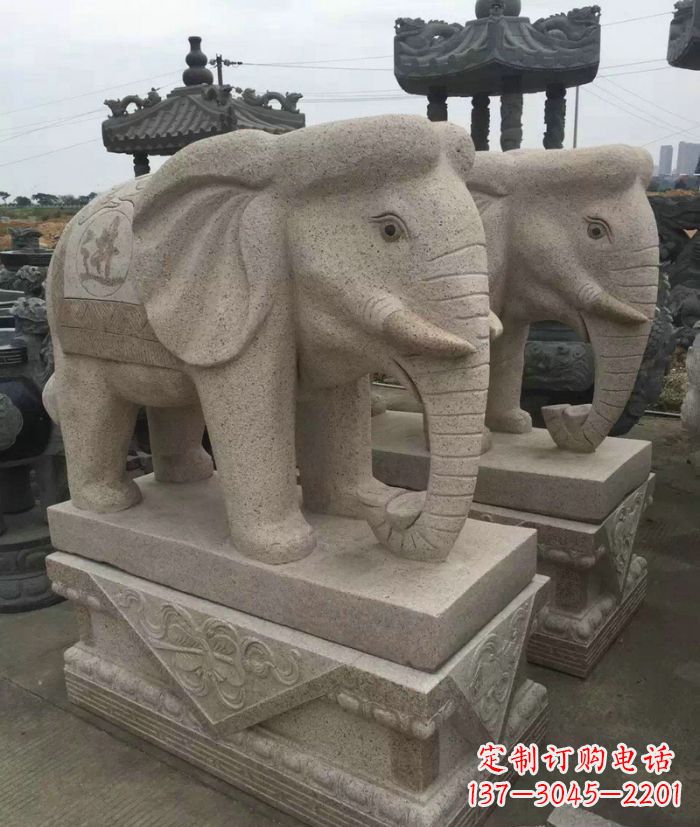 湖南招财进宝大理石大象石雕