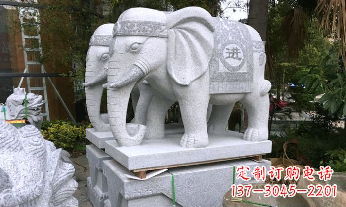 湖南招财进宝大理石门口大象雕塑