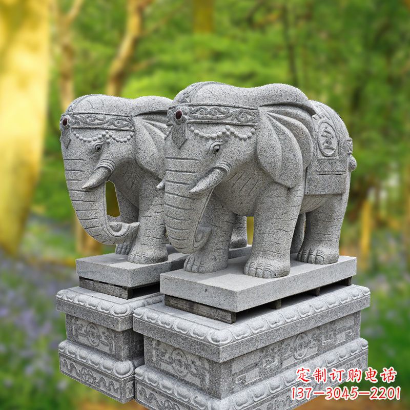 湖南招财纳福石雕大象