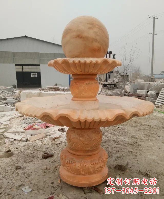 湖南招财双层风水球石雕