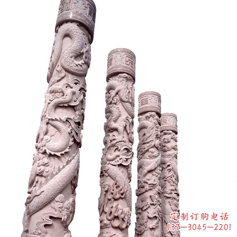 湖南中国传统龙柱石雕