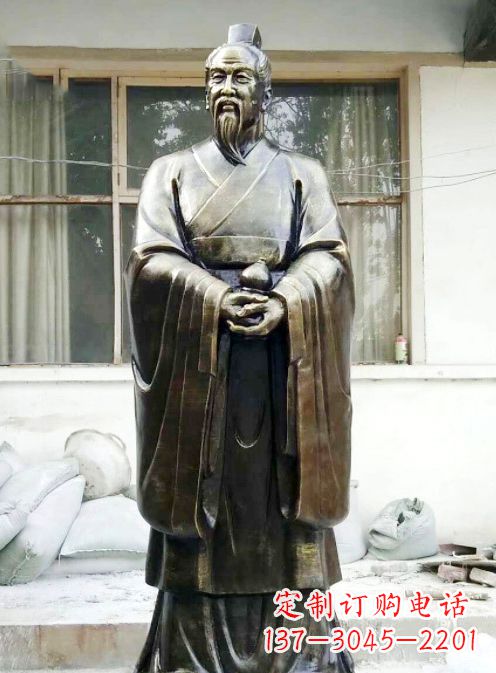 湖南中国古代名医扁鹊铸铜雕像半身像