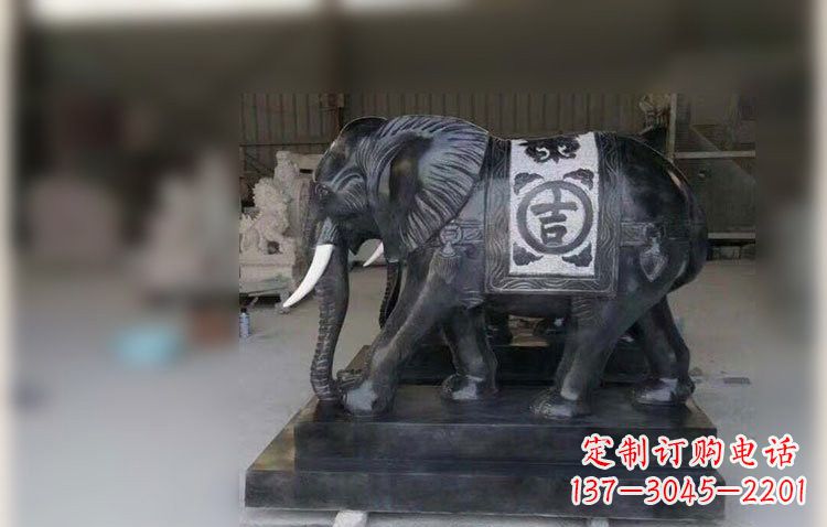 湖南中国黑石材大象雕塑