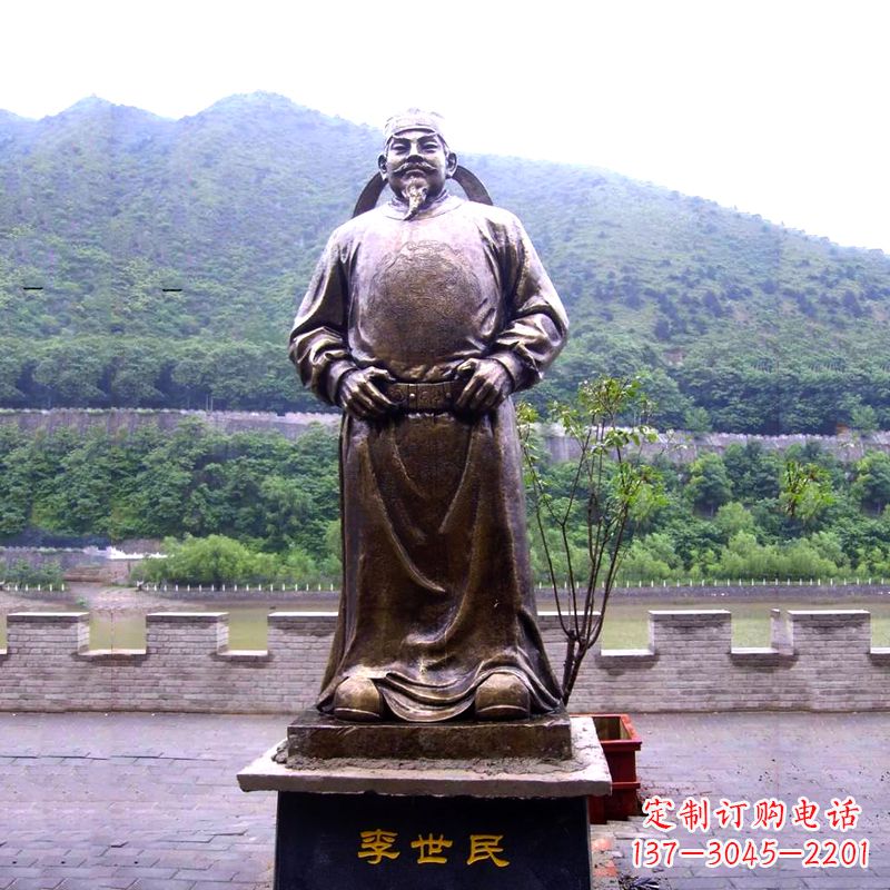 湖南中国历史名人唐初著名帝王李世民铸铜雕像