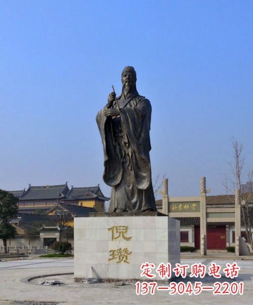 湖南中国历史名人元末明初画家诗人倪瓒铜雕塑像