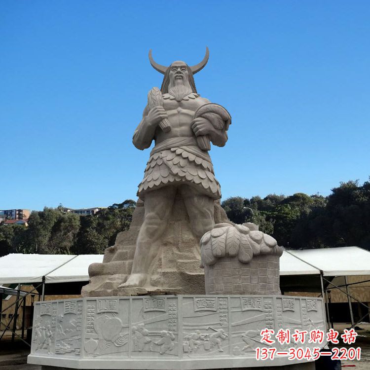 湖南中国上古人物人文初祖汉白玉神农雕像