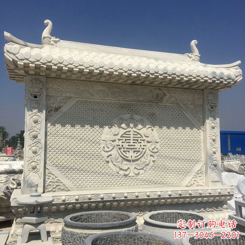 湖南中式庭院影壁石雕-中国古建大门萧墙