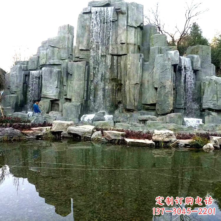 湖南中式园林流水假山雕塑