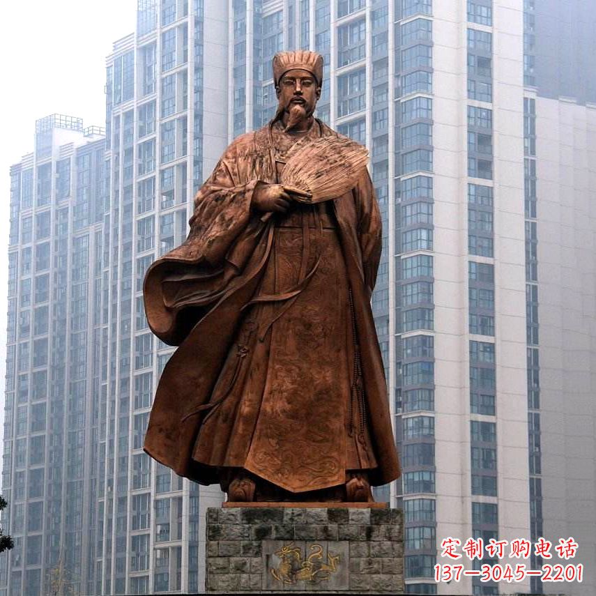 湖南诸葛亮城市景观铜雕像-中国古代著名人物三国谋士卧龙先生雕塑