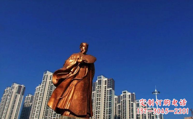 湖南诸葛亮古代名人铜雕 (2)