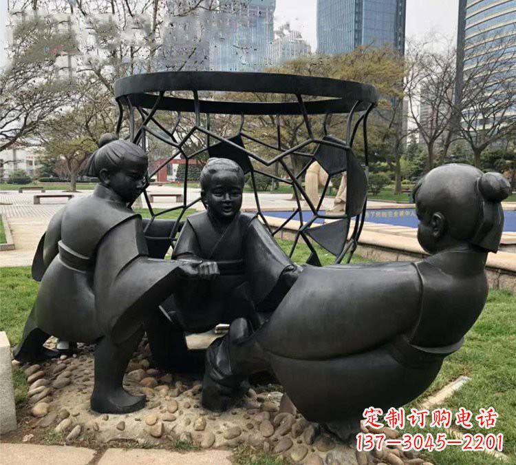 湖南铸铜公园司马光砸缸儿童雕塑