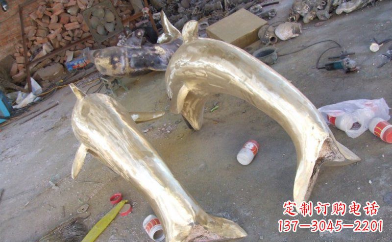 湖南铸铜海豚公园动物铜雕