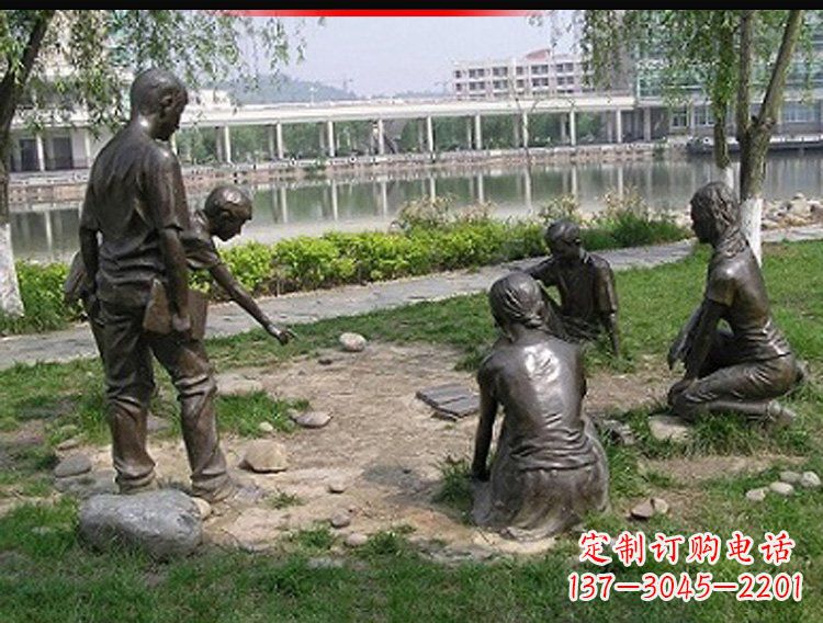 湖南铸铜老师和学生雕塑