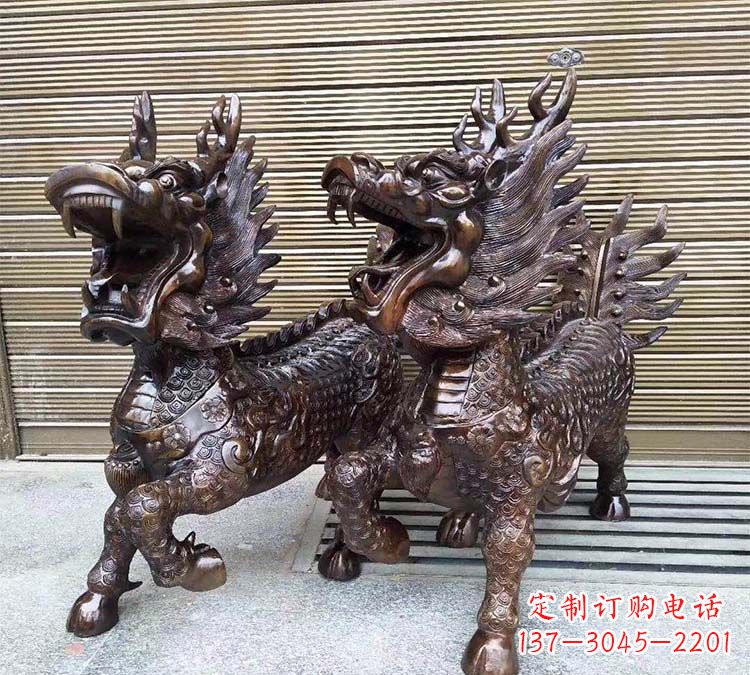 湖南铸铜立式麒麟