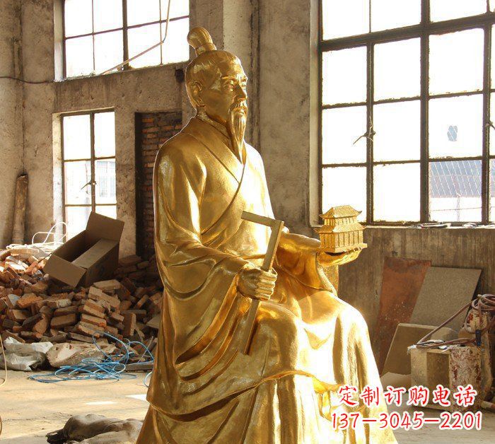 湖南铸铜鲁班古代人物铜雕