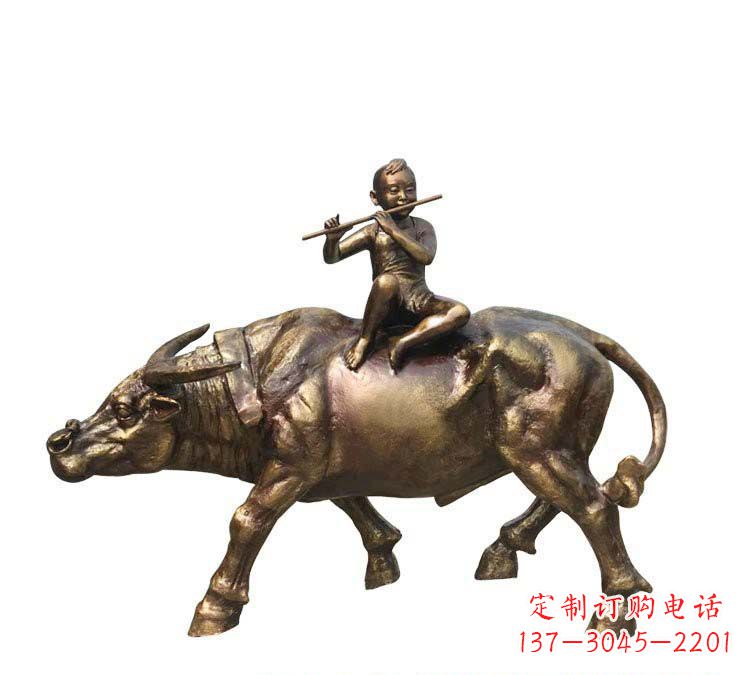 湖南铸铜牧童牛雕塑