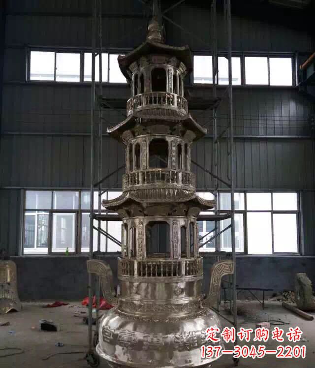 湖南铸铜三层香炉铜雕