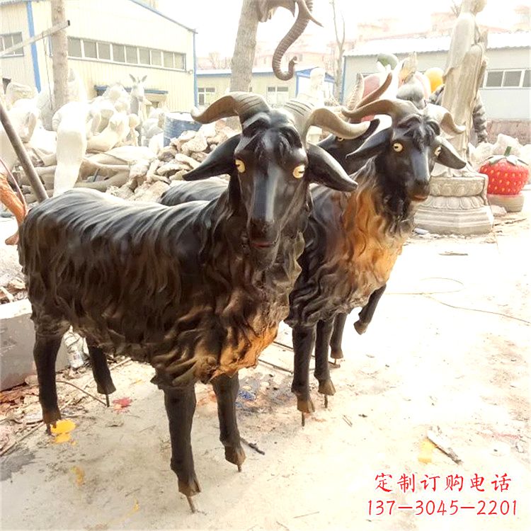 湖南铸铜山羊雕塑