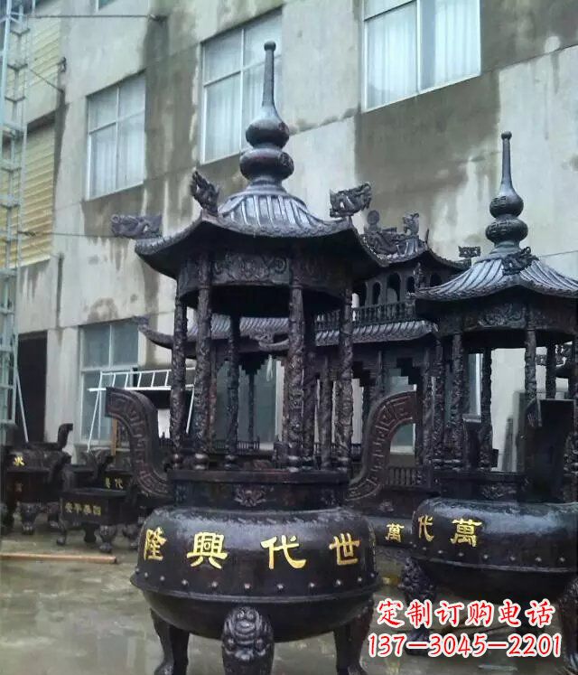 湖南铸铜寺庙香炉铜雕 (3)