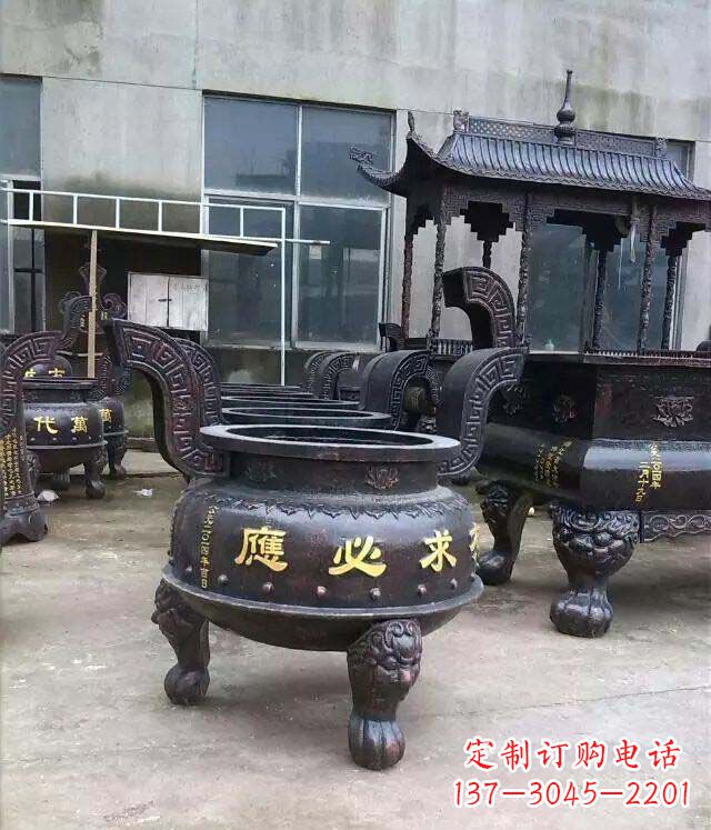 湖南铸铜寺庙香炉铜雕